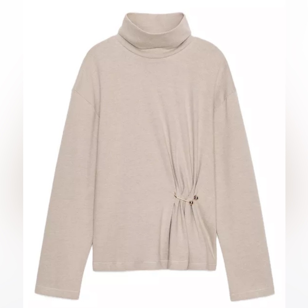 Zara Beige Twist-Detail Turtleneck Sweater Size Medium